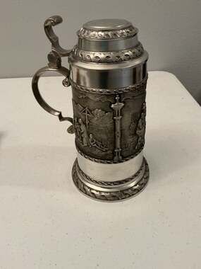 Artina SKS Vintage German Pewter Beer Stein with Lid